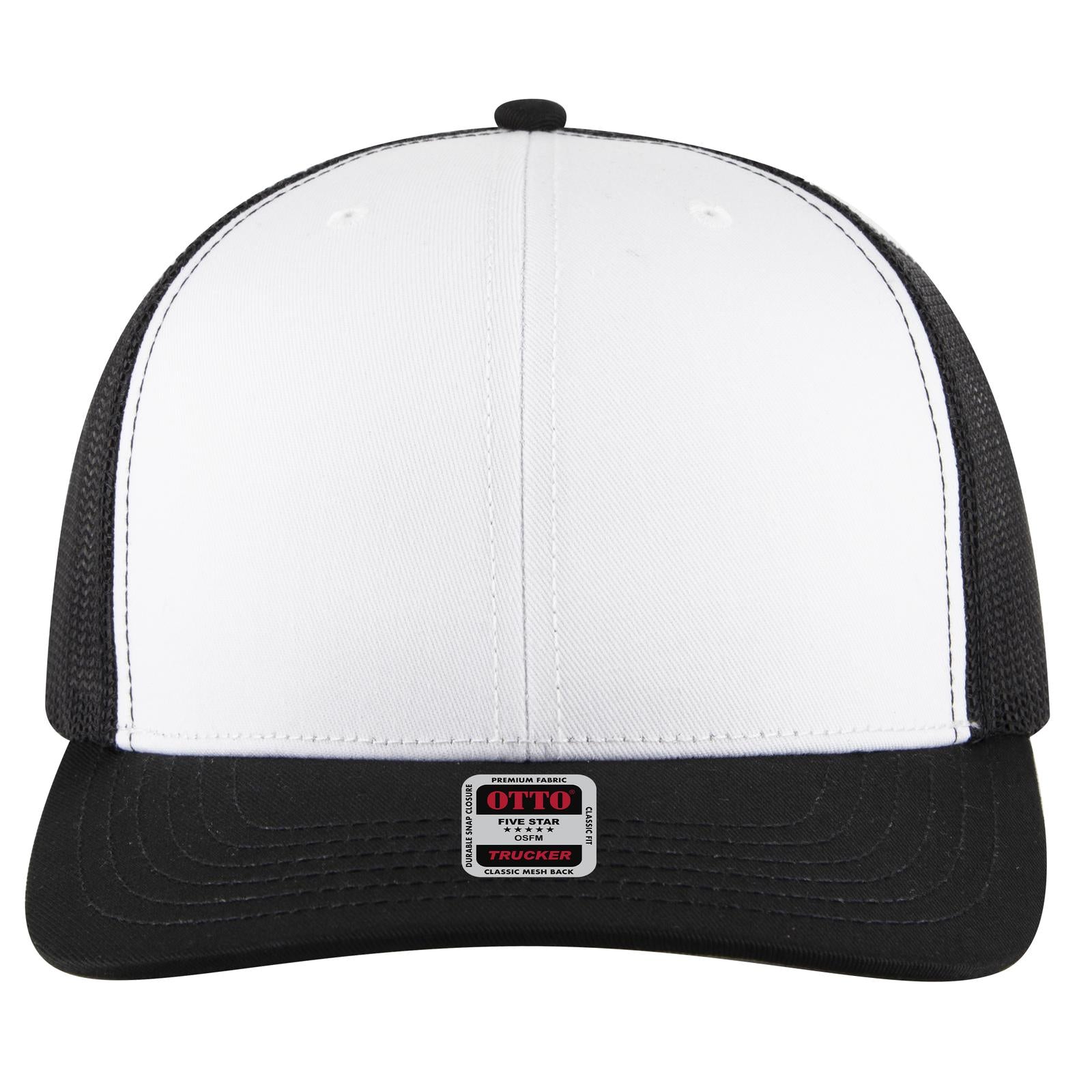 Right View of 031603 - Blk/Wht/Blk OTTO CAP 6 Panel Mid Profile Mesh Back Trucker Hat