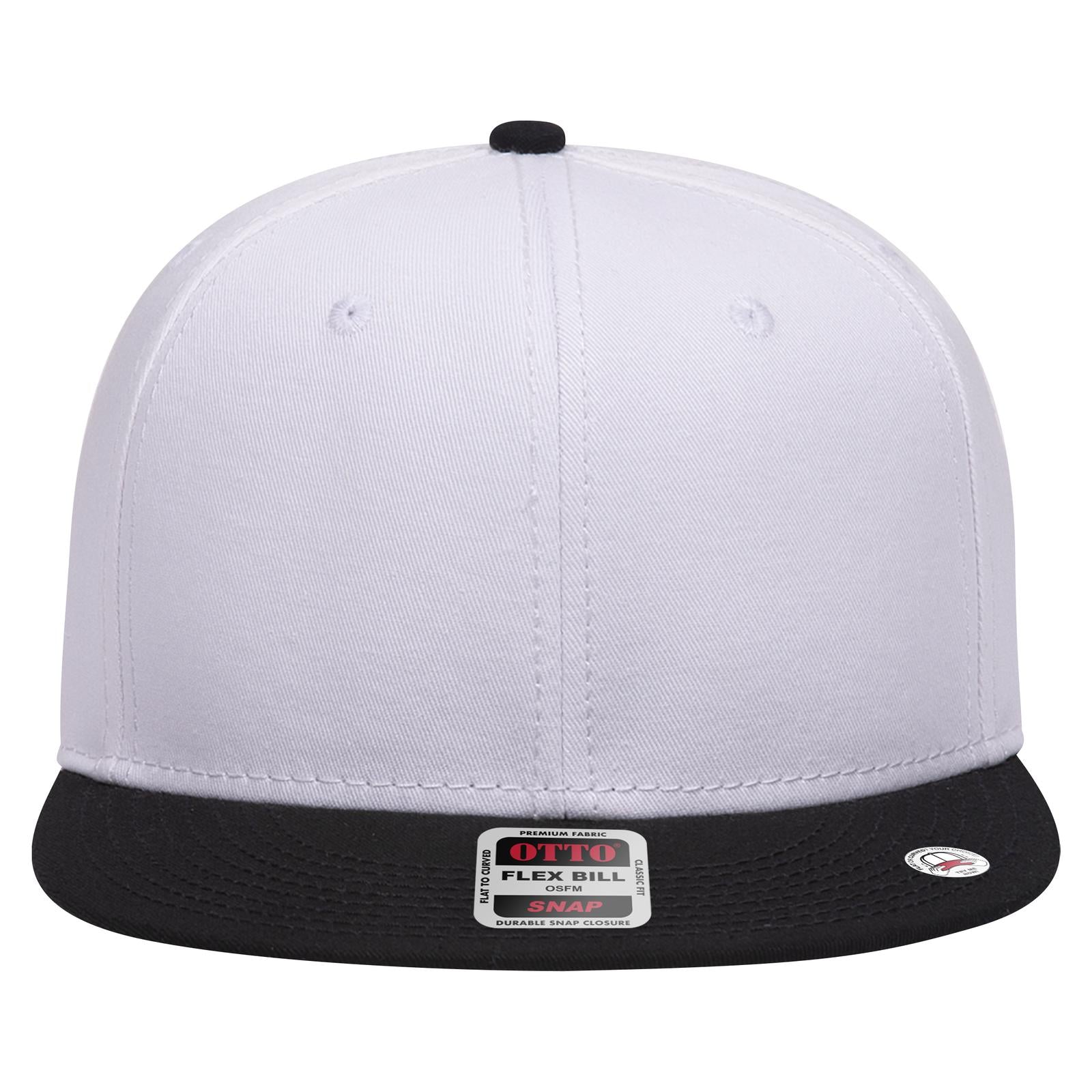 Front View of 031616 - Blk/Wht/Wht OTTO CAP “OTTO SNAP” 6 Panel Pro Style Snapback Hat