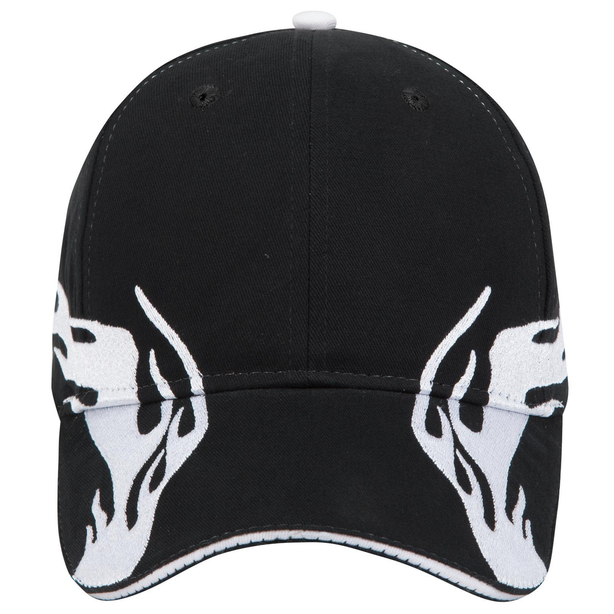 Front View of 031616D - Blk/Wht/Wht OTTO CAP 6 Panel Low Profile Baseball Cap