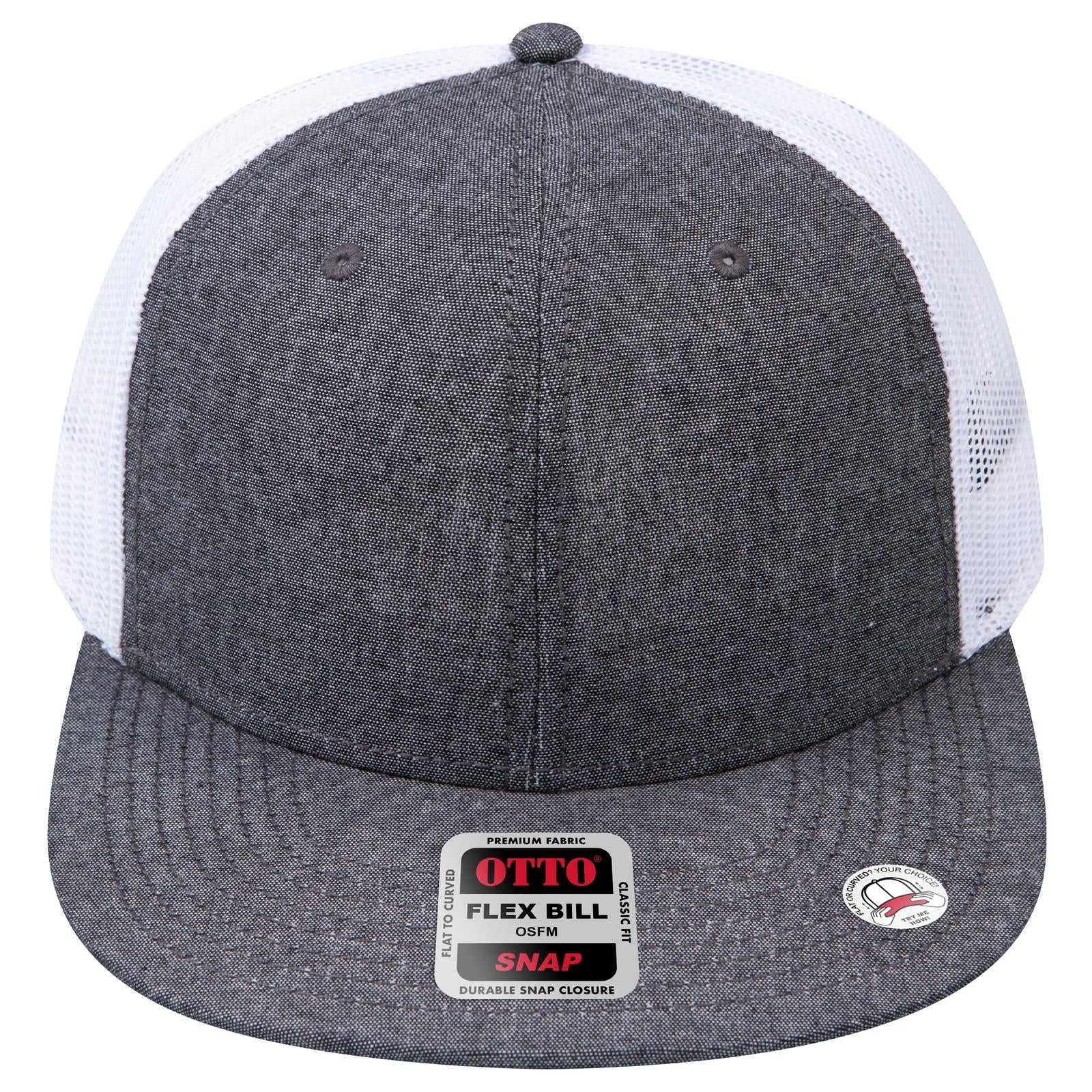 Right View of 0316A - Blk/Wht OTTO CAP "OTTO SNAP" 6 Panel Pro Style Mesh Back Trucker Snapback Hat