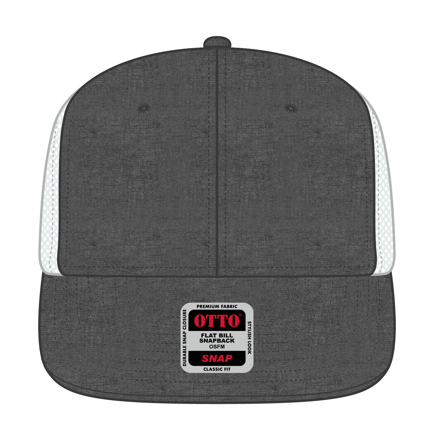 Front View of 0316A - Blk/Wht OTTO CAP "OTTO SNAP" 6 Panel Pro Style Mesh Back Trucker Snapback Hat