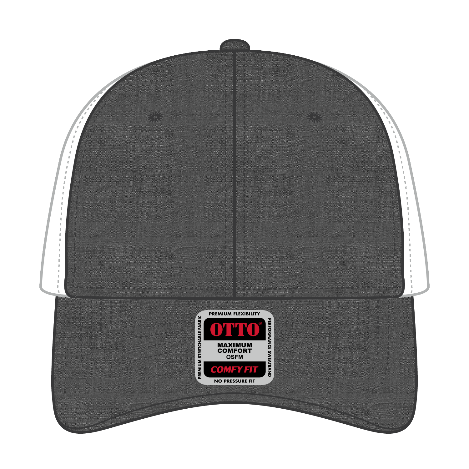 Front View of 0316C - Blk/Wht OTTO CAP "OTTO COMFY FIT" 6 Panel Low Profile Mesh Back Trucker Hat