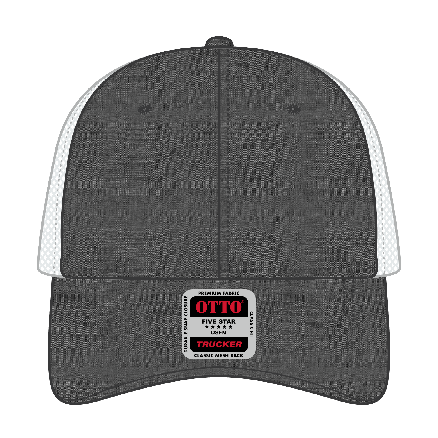 Front View of 0316X - Blk/Wht OTTO CAP 6 Panel Low Profile Mesh Back Trucker Hat
