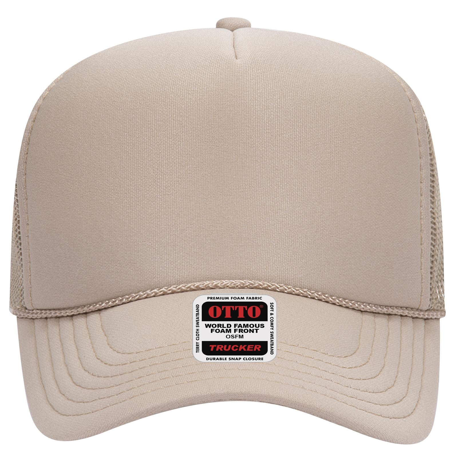 Right View of 032 - Khaki OTTO CAP 5 Panel Mid Profile Mesh Back Trucker Hat