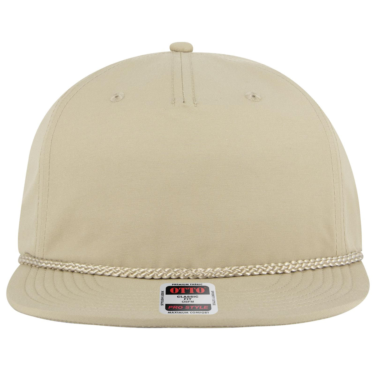 Front View of 032 - Khaki OTTO CAP 5 Panel Pro Style Baseball Cap