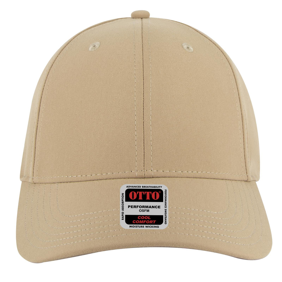 Front View of 032 - Khaki OTTO CAP 6 Panel Low Profile Baseball Cap