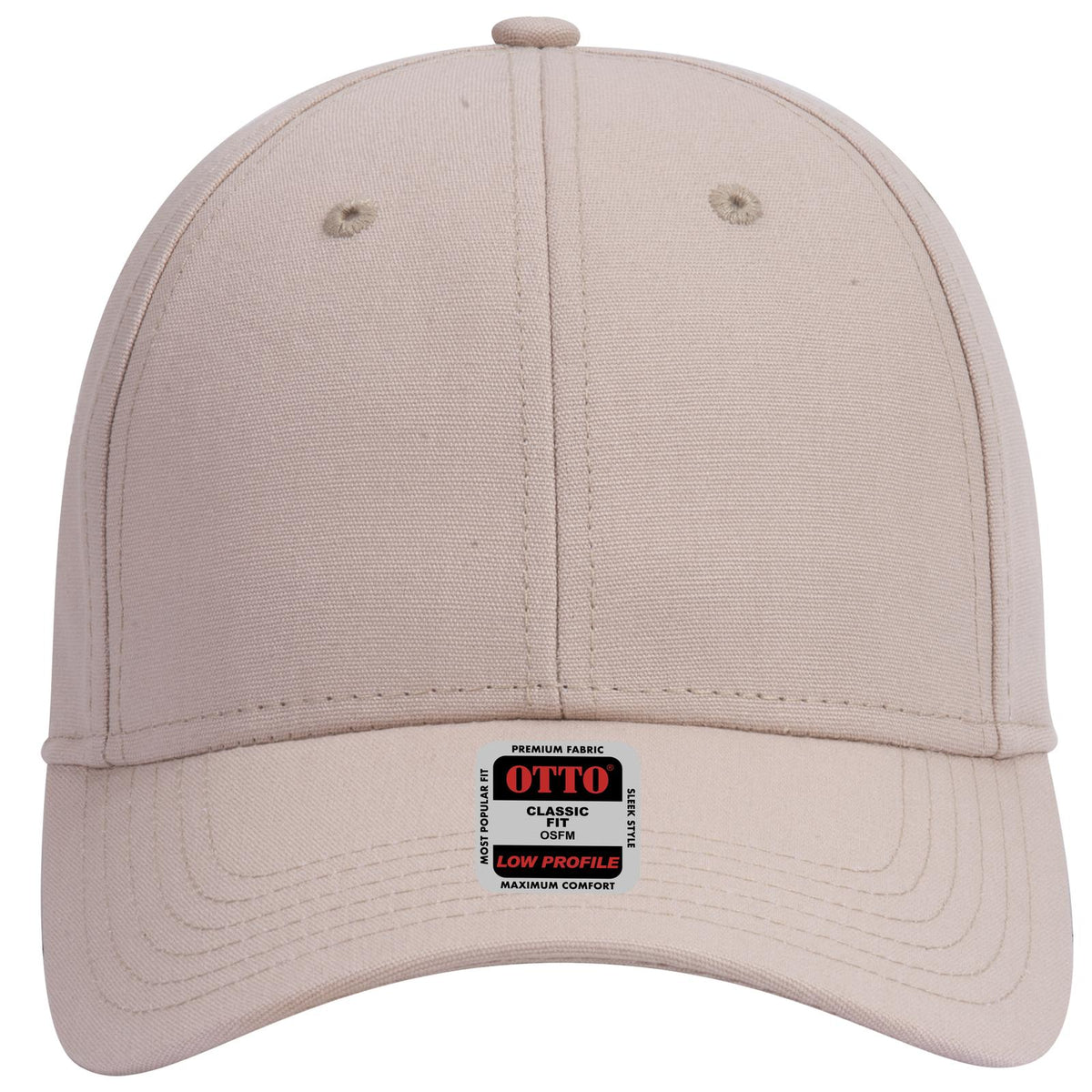 Front View of 032 - Khaki OTTO CAP 6 Panel Low Profile Baseball Cap