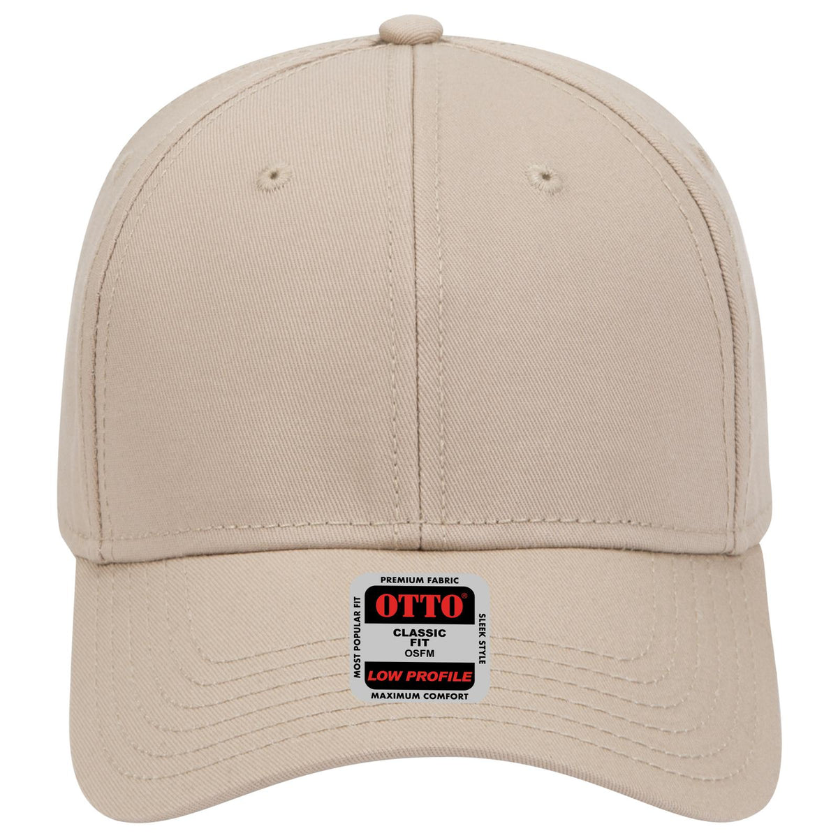 Front View of 032 - Khaki OTTO CAP 6 Panel Low Profile Baseball Cap