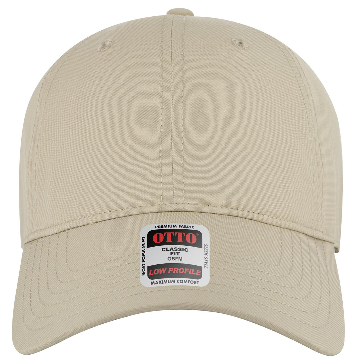 Front View of 032 - Khaki OTTO CAP 6 Panel Low Profile Baseball Cap
