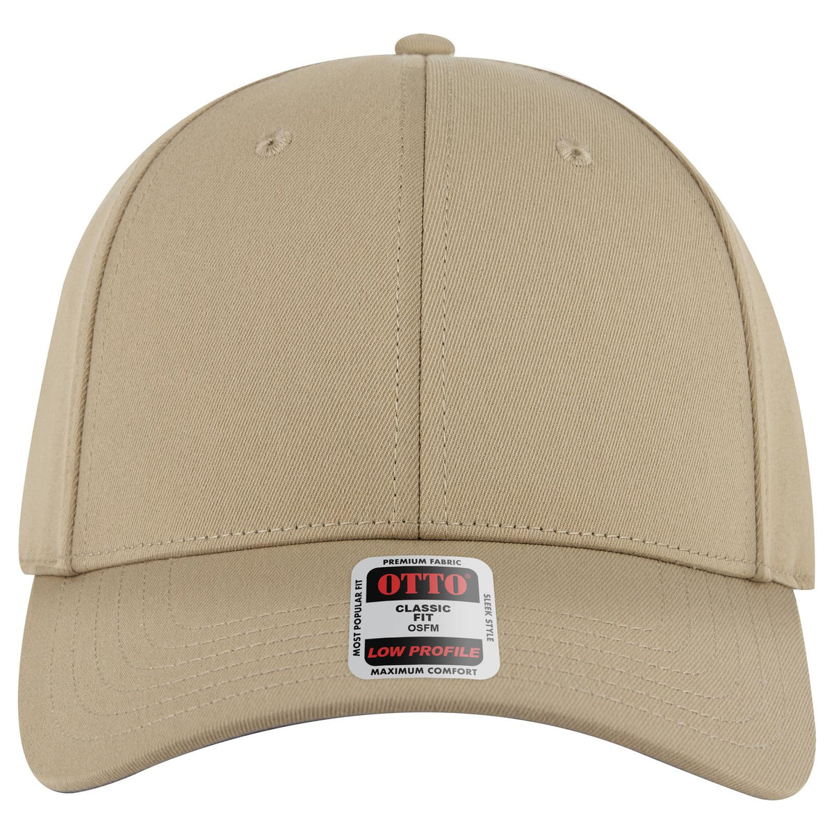 Front View of 032 - Khaki OTTO CAP 6 Panel Low Profile Baseball Cap