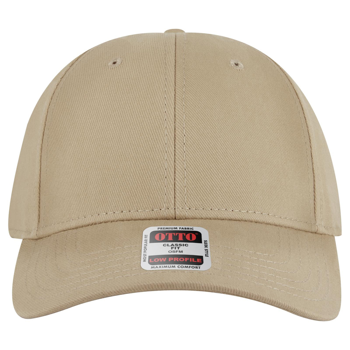 Front View of 032 - Khaki OTTO CAP 6 Panel Low Profile Baseball Cap
