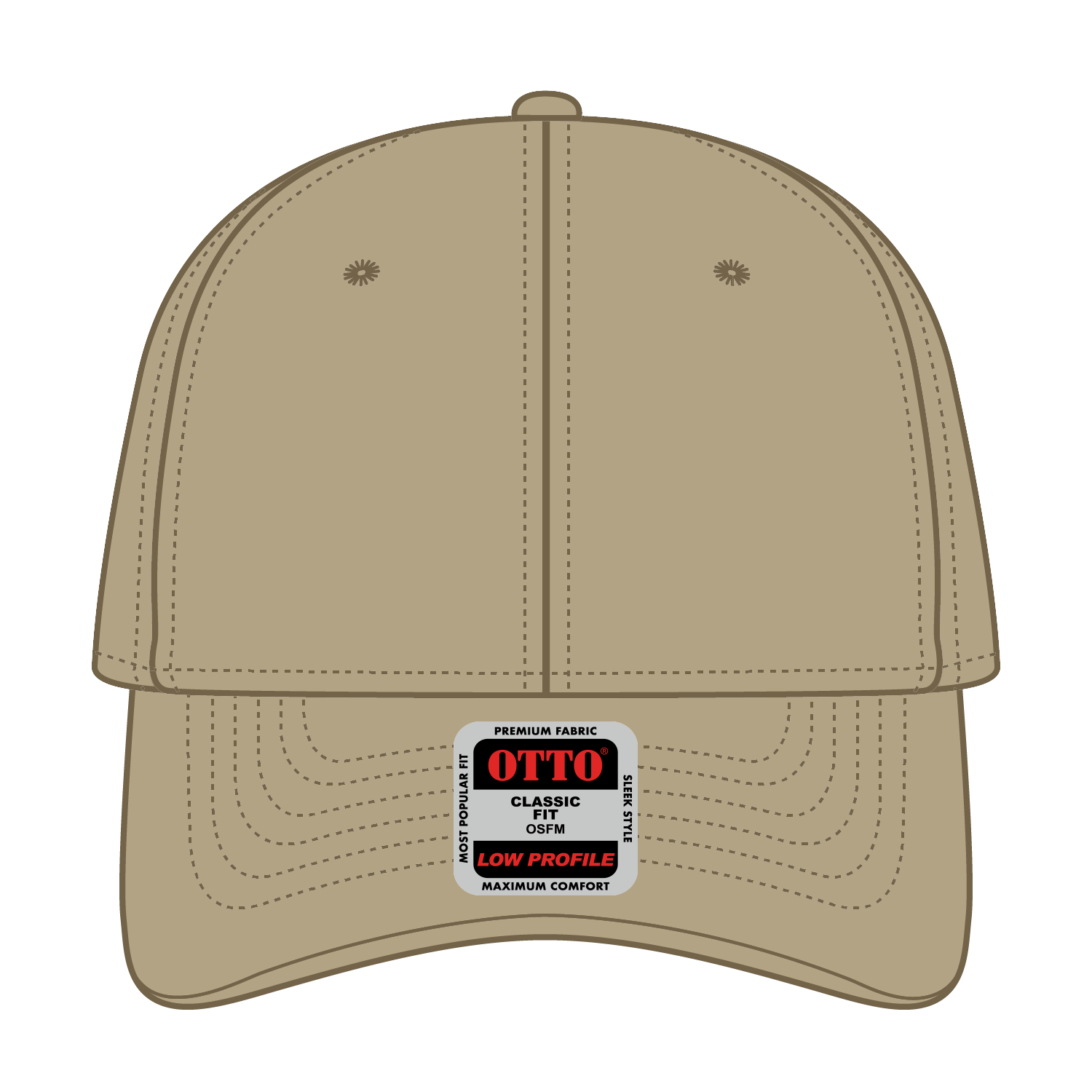 Front View of 032 - Khaki OTTO CAP 6 Panel Low Profile Baseball Cap