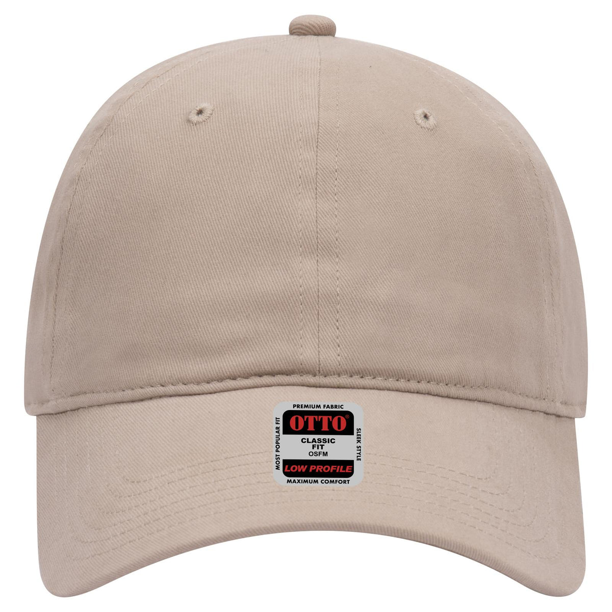 Front View of 032 - Khaki OTTO CAP 6 Panel Low Profile Baseball Cap
