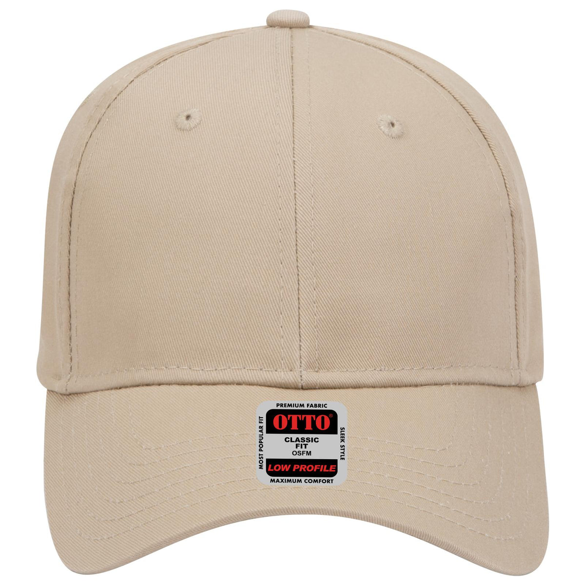 Front View of 032 - Khaki OTTO CAP 6 Panel Low Profile Baseball Cap