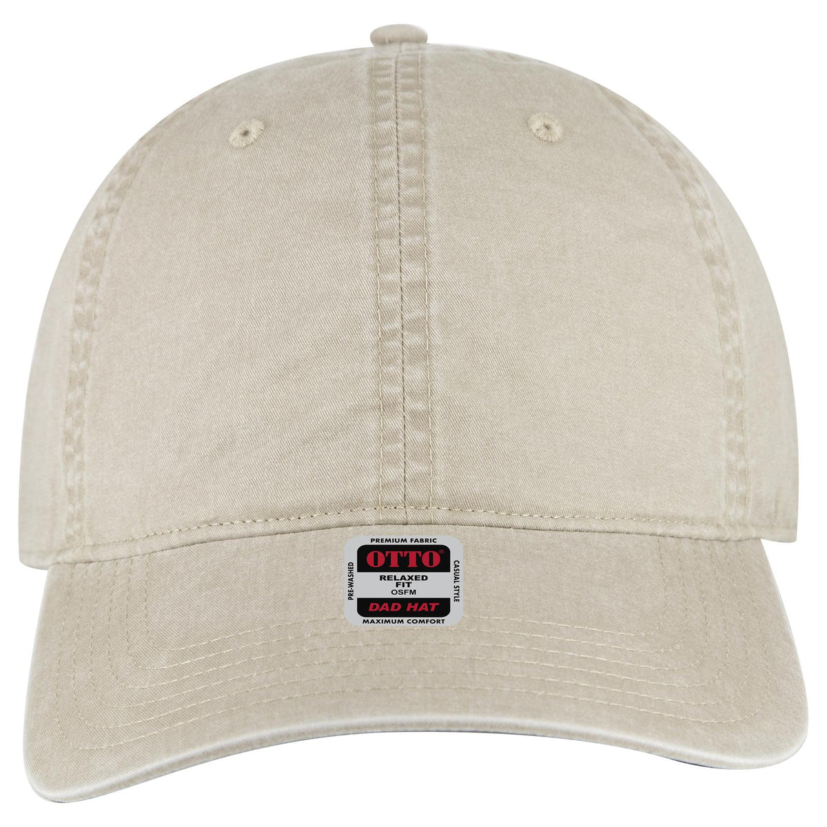 Front View of 032 - Khaki OTTO CAP 6 Panel Low Profile Dad Hat