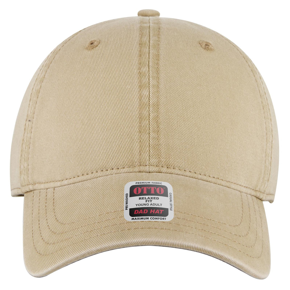 Front View of 032 - Khaki OTTO CAP 6 Panel Low Profile Dad Hat