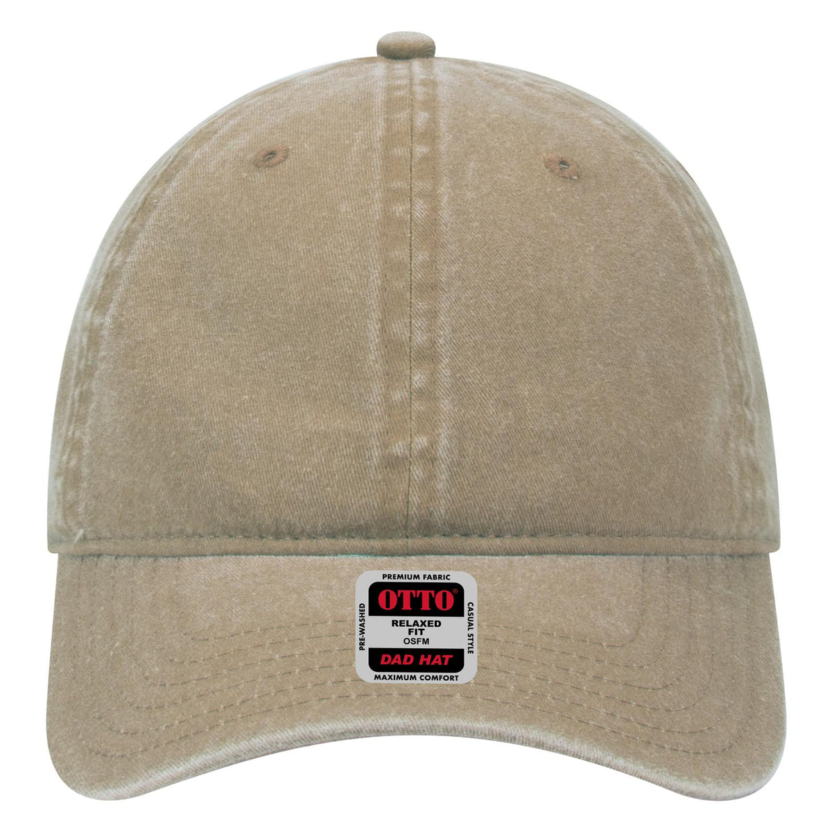 Front View of 032 - Khaki OTTO CAP 6 Panel Low Profile Dad Hat