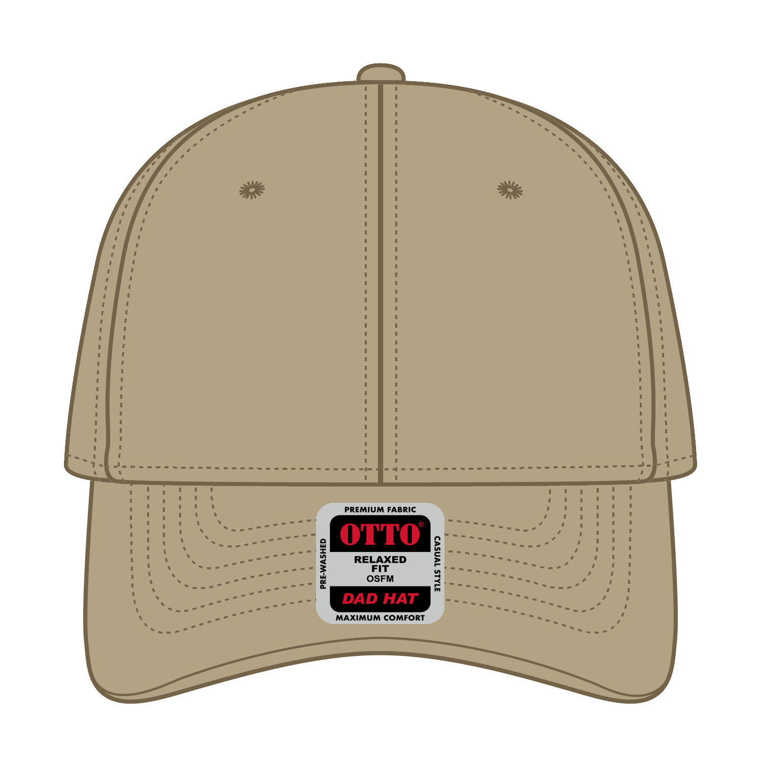 Front View of 032 - Khaki OTTO CAP 6 Panel Low Profile Dad Hat