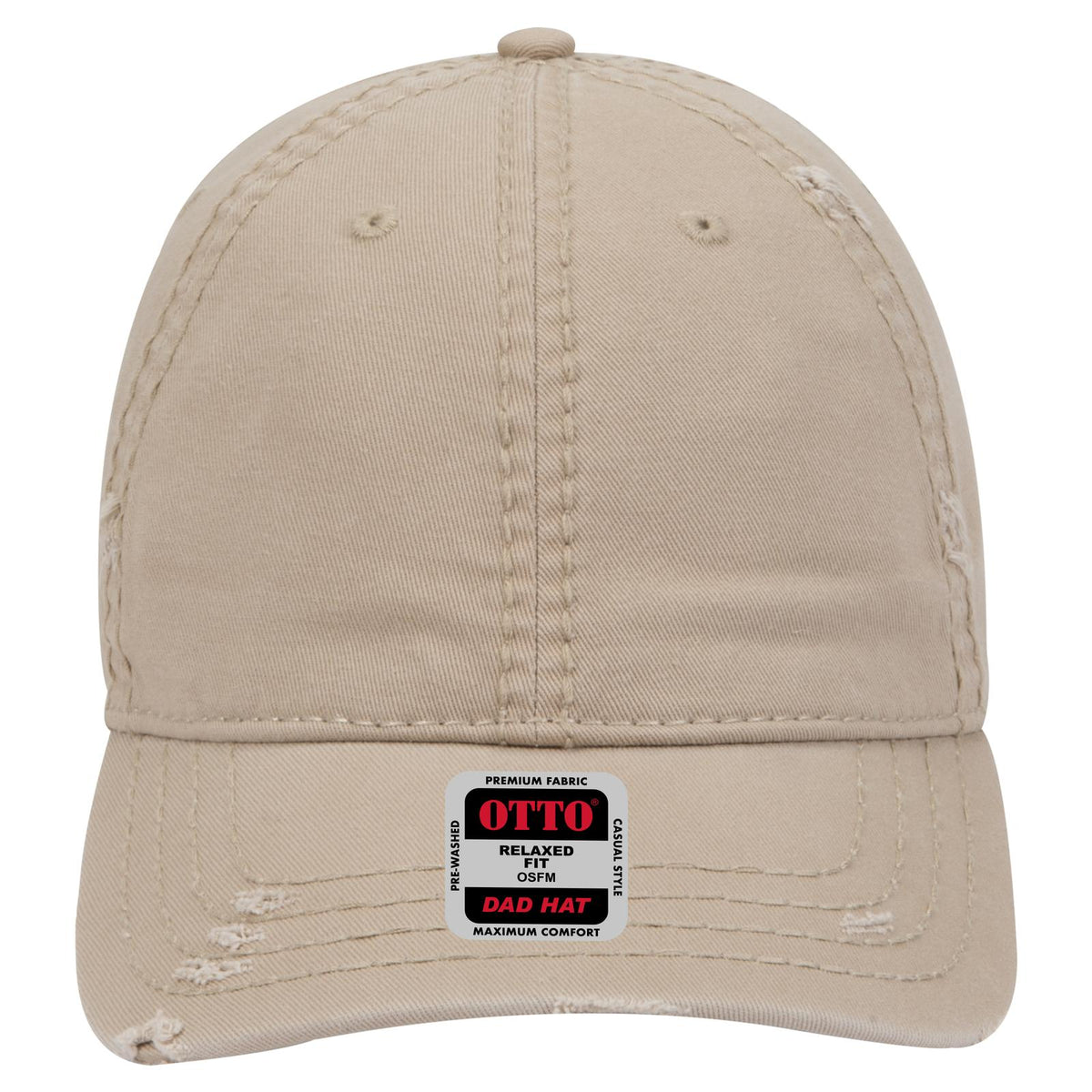 Front View of 032 - Khaki OTTO CAP 6 Panel Low Profile Dad Hat