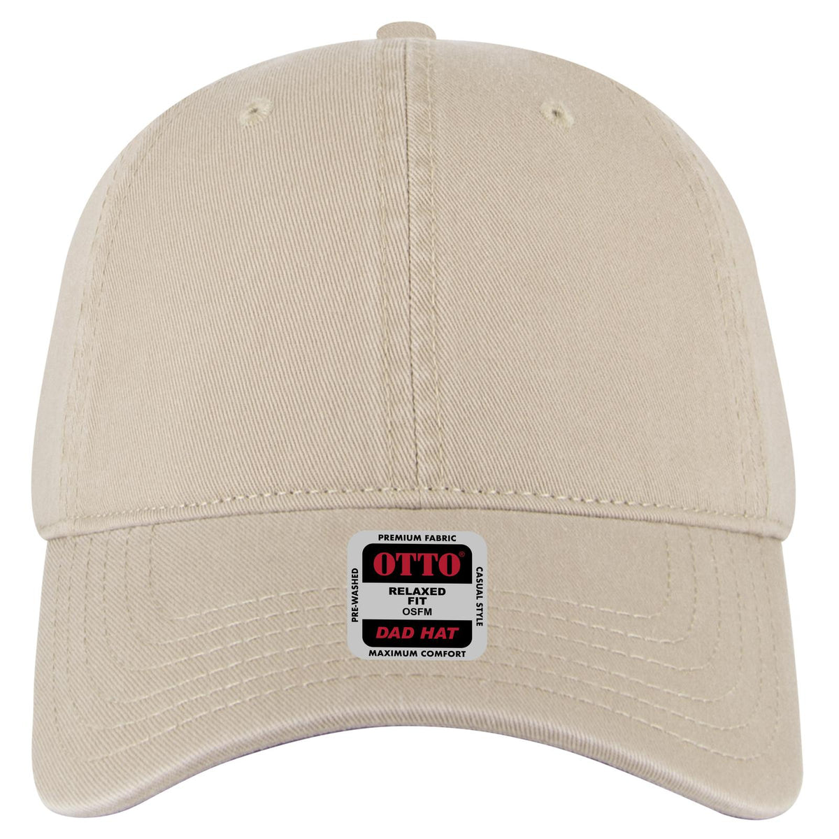 Front View of 032 - Khaki OTTO CAP 6 Panel Low Profile Dad Hat