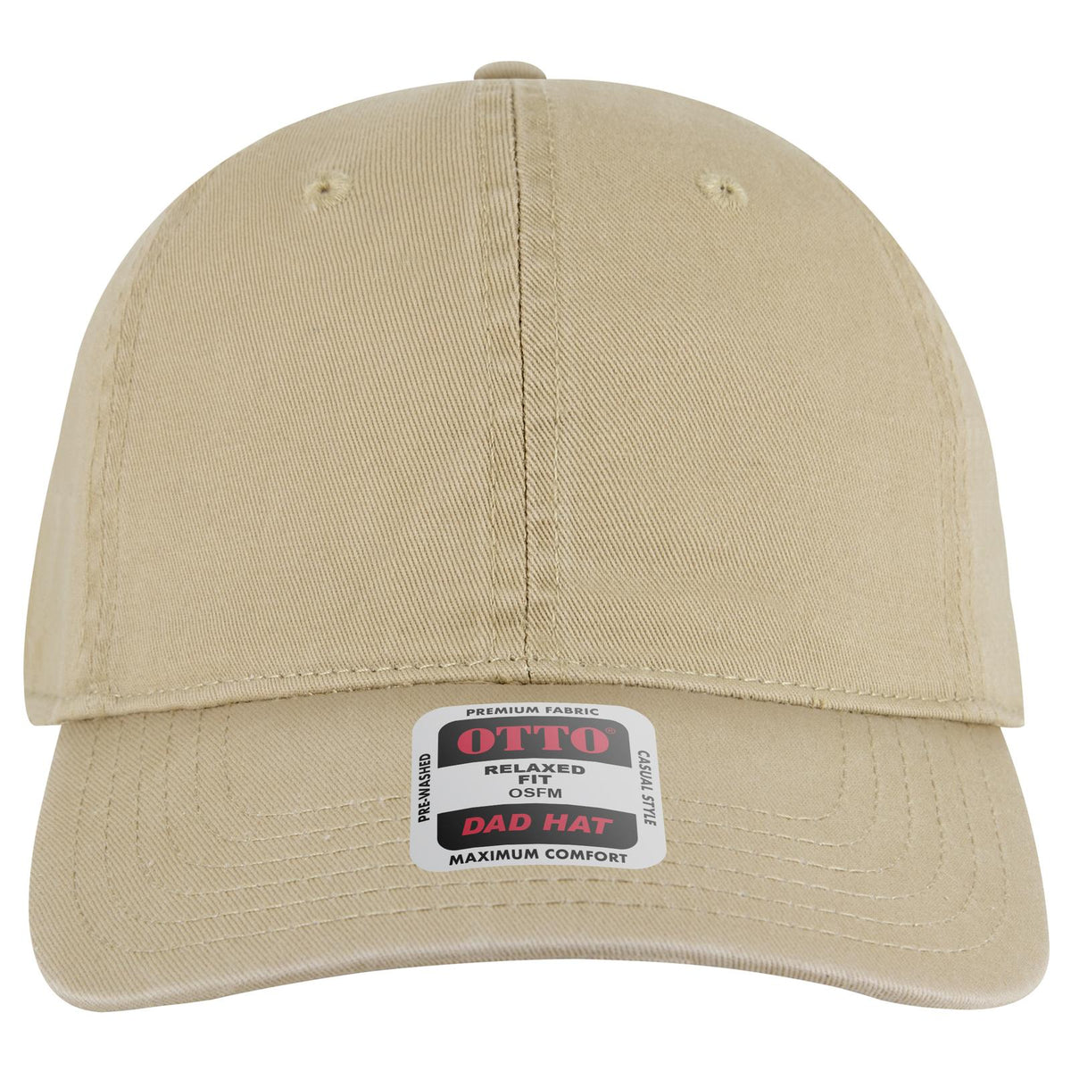 Front View of 032 - Khaki OTTO CAP 6 Panel Low Profile Dad Hat