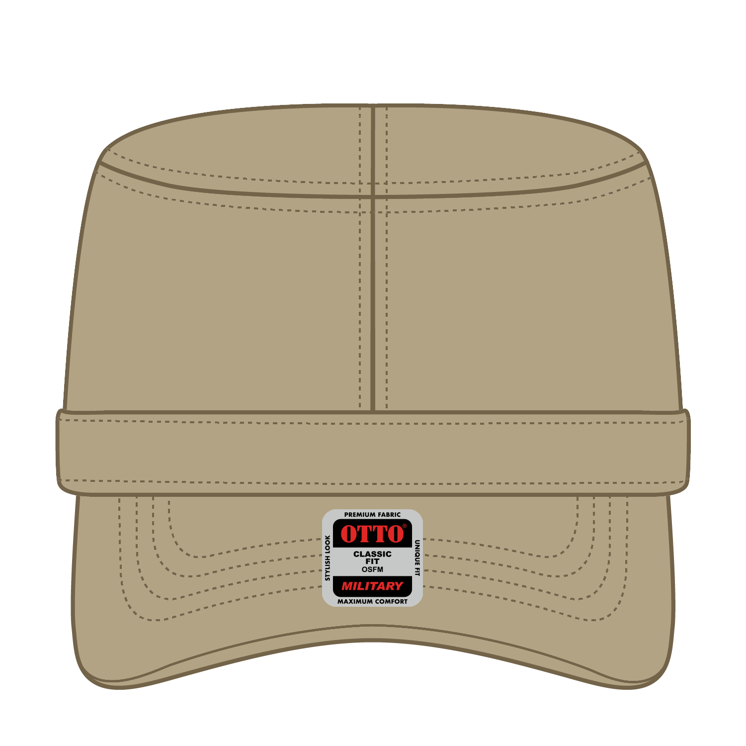 Front View of 032 - Khaki OTTO CAP Military Hat