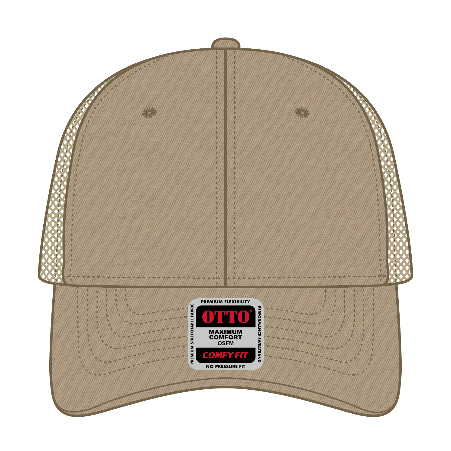 Front View of 032 - Khaki OTTO CAP "OTTO COMFY FIT" 6 Panel Low Profile Baseball Cap