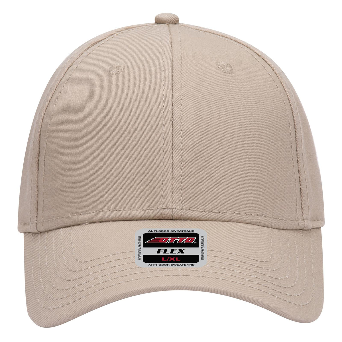 Front View of 032 - Khaki OTTO CAP "OTTO FLEX" Fitted 6 Panel Low Profile Baseball Cap