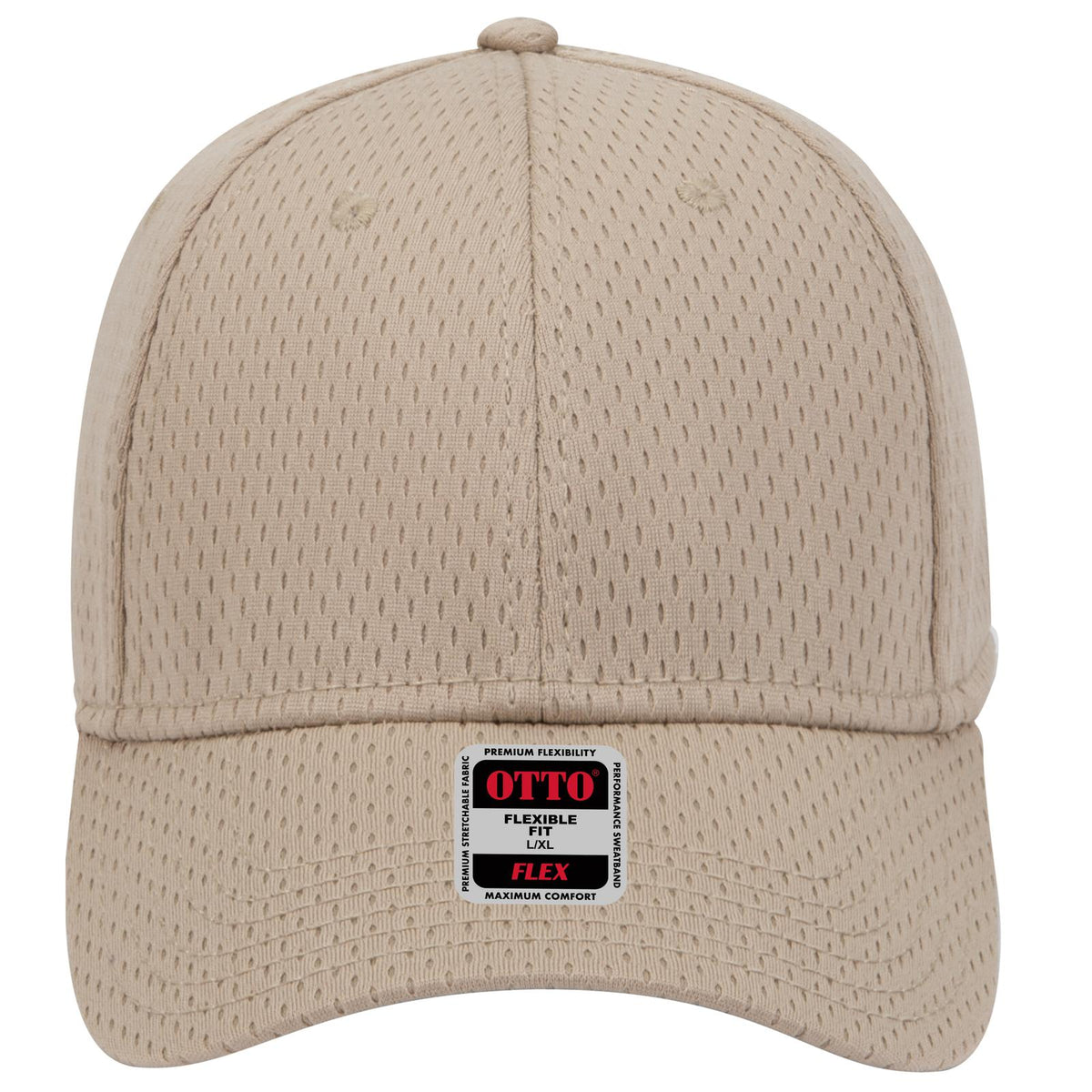 Front View of 032 - Khaki OTTO CAP "OTTO FLEX" Fitted 6 Panel Low Profile Baseball Cap