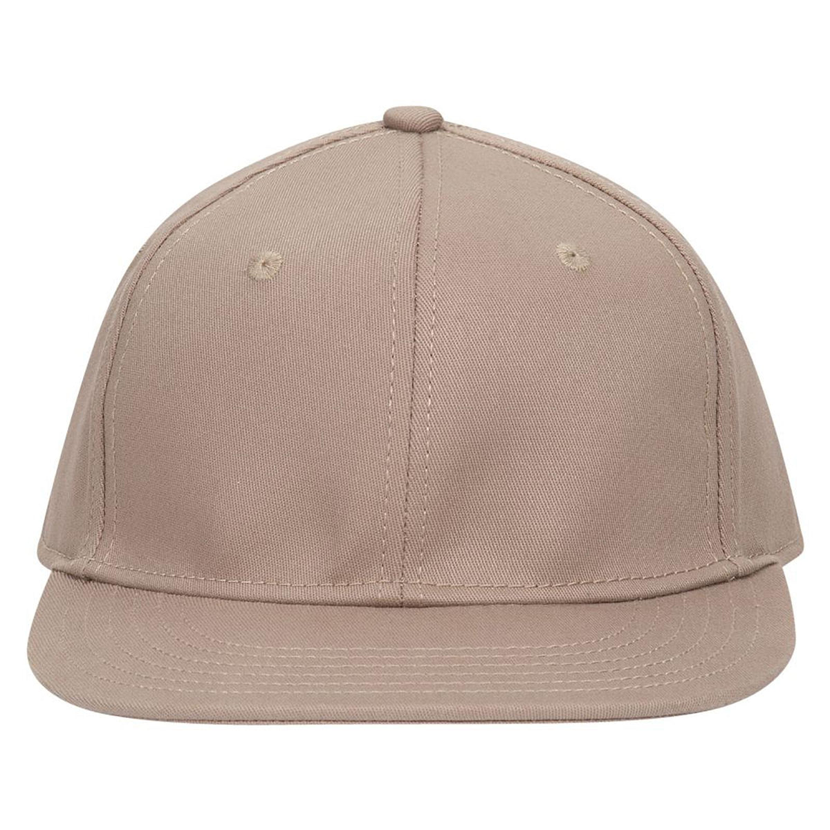Front View of 032 - Khaki OTTO CAP "OTTO FLEX" Fitted 6 Panel Mid Profile Flat Visor Baseball Cap