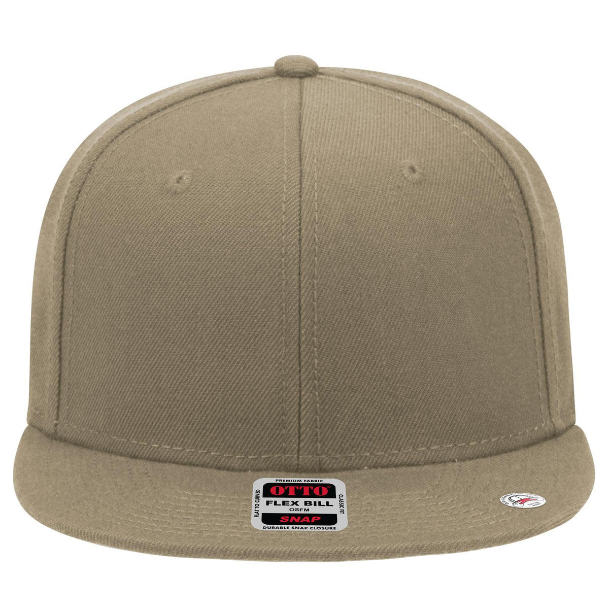 Front View of 032 - Khaki OTTO CAP "OTTO SNAP" 6 Panel Pro Style Snapback Hat