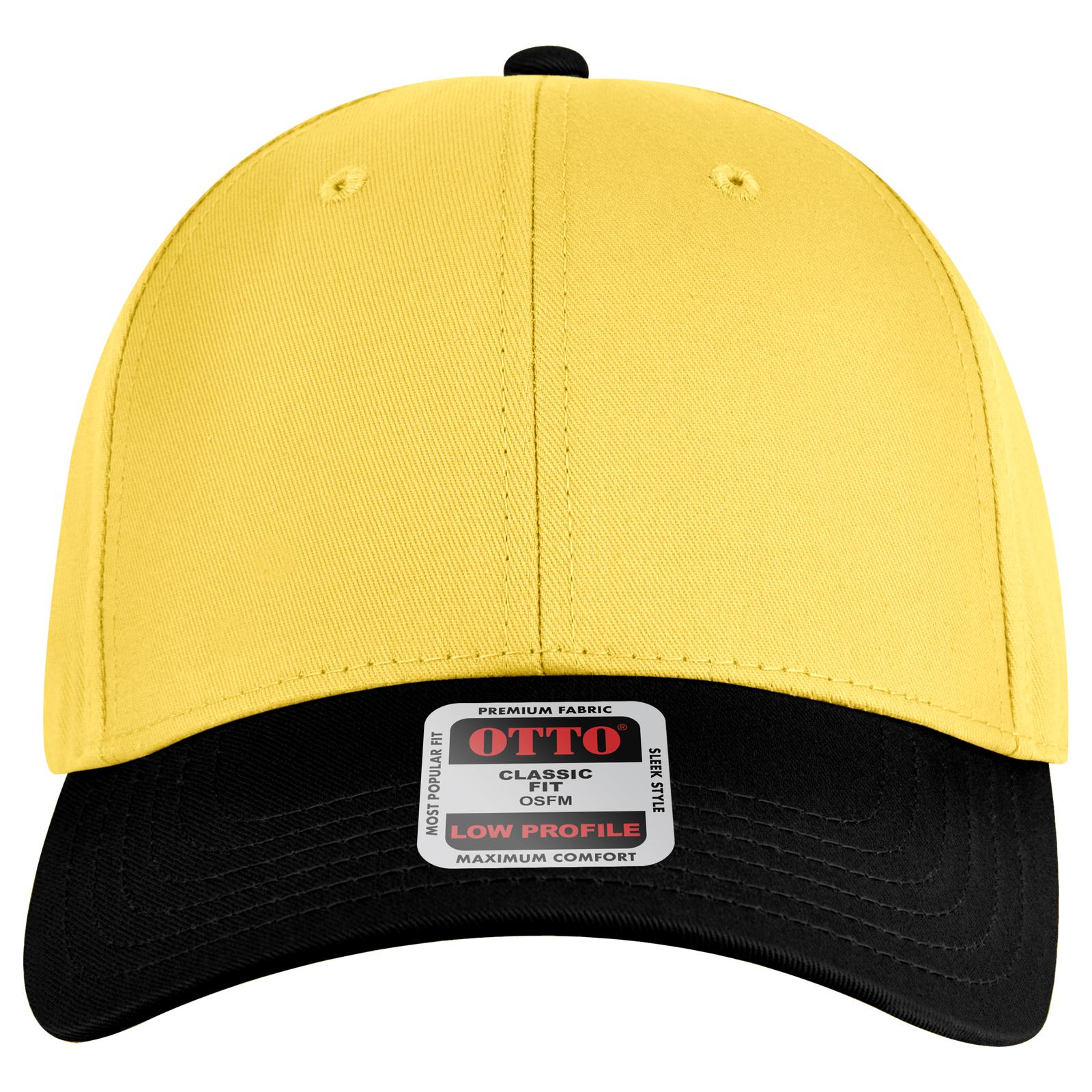 Front View of 032020 - Blk/Yel/Yel OTTO CAP 6 Panel Low Profile Baseball Cap