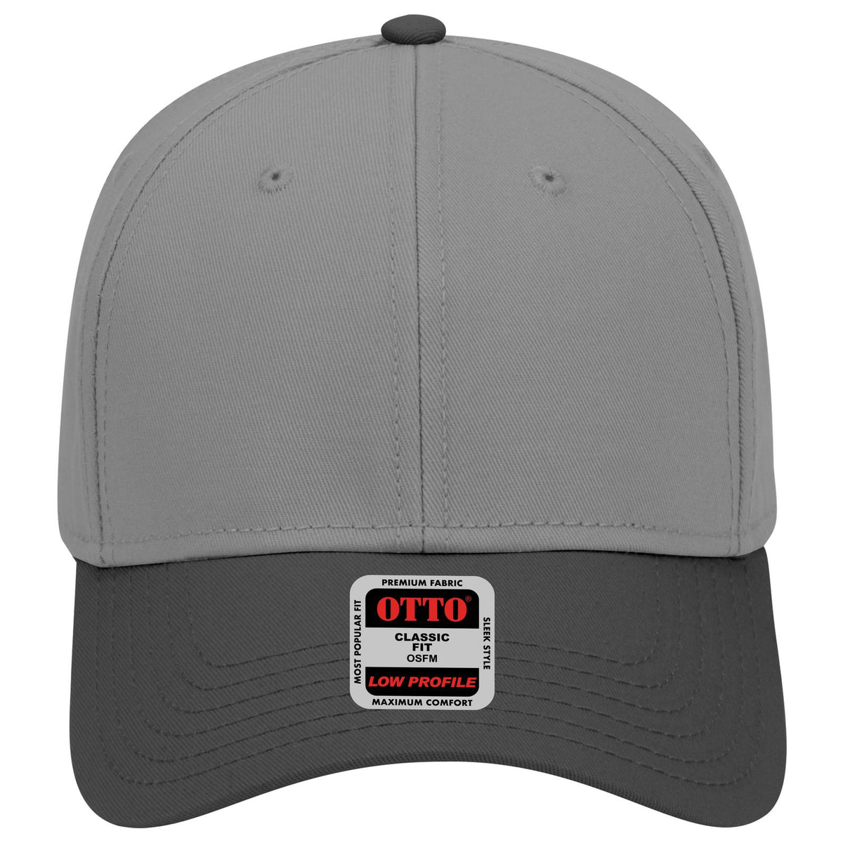 Front View of 032525 - Blk/Ch.Gry/Ch.Gry OTTO CAP 6 Panel Low Profile Baseball Cap