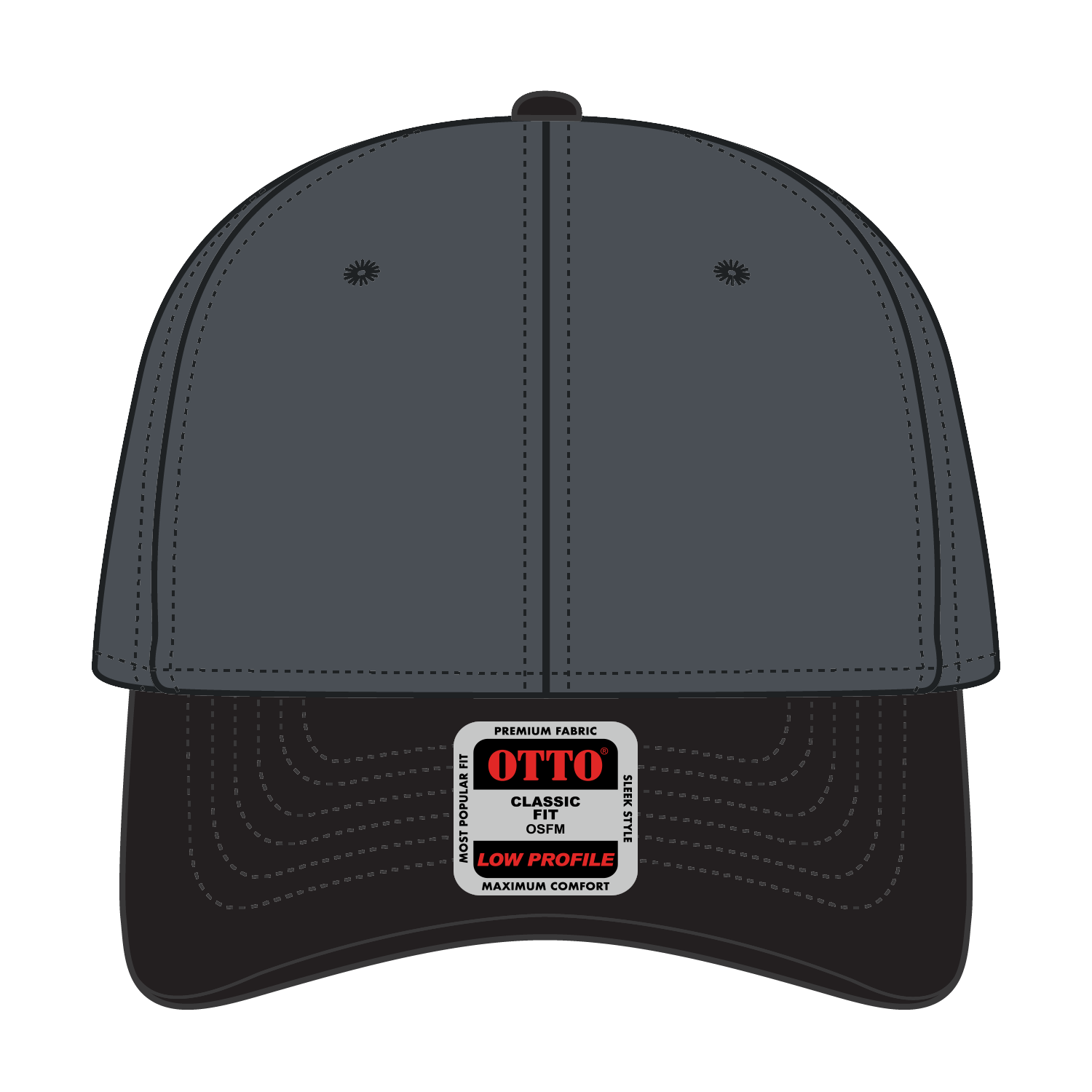Front View of 032525 - Blk/Ch.Gry/Ch.Gry OTTO CAP 6 Panel Low Profile Baseball Cap