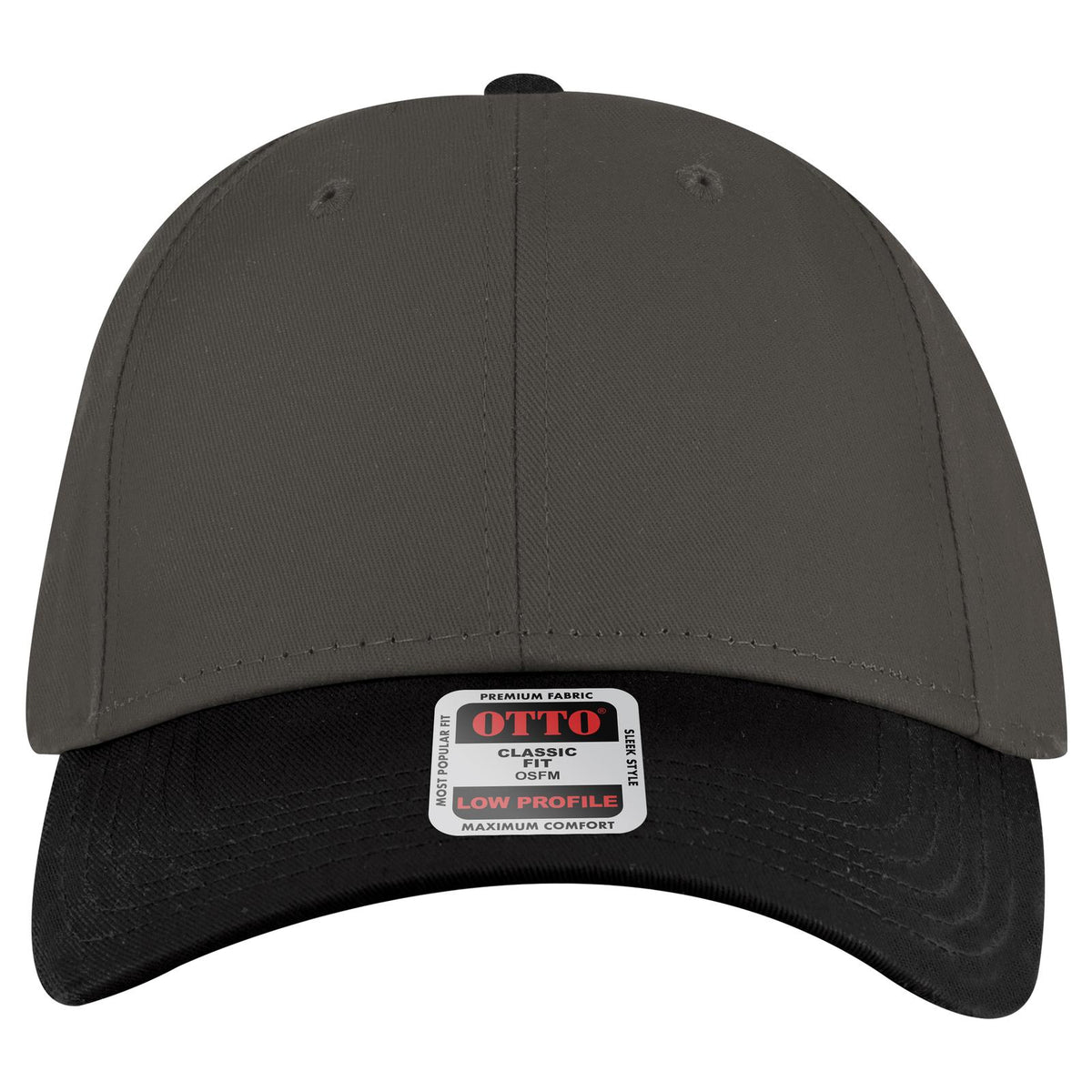 Front View of 032525 - Blk/Ch.Gry/Ch.Gry OTTO CAP 6 Panel Low Profile Baseball Cap