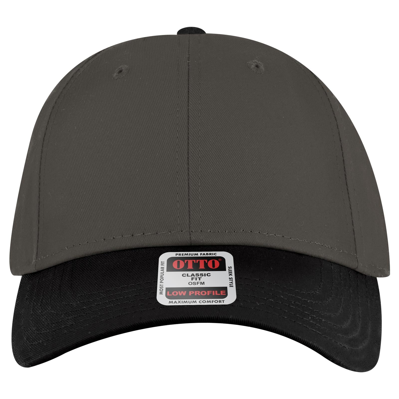 Front View of 032525 - Blk/Ch.Gry/Ch.Gry OTTO CAP 6 Panel Low Profile Baseball Cap