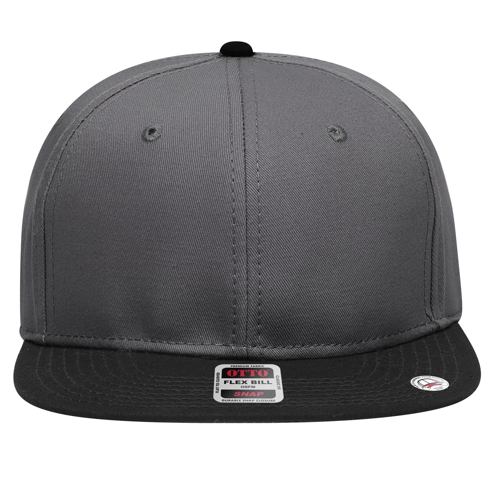 Front View of 032525 - Blk/Ch.Gry/Ch.Gry OTTO CAP “OTTO SNAP” 6 Panel Pro Style Snapback Hat
