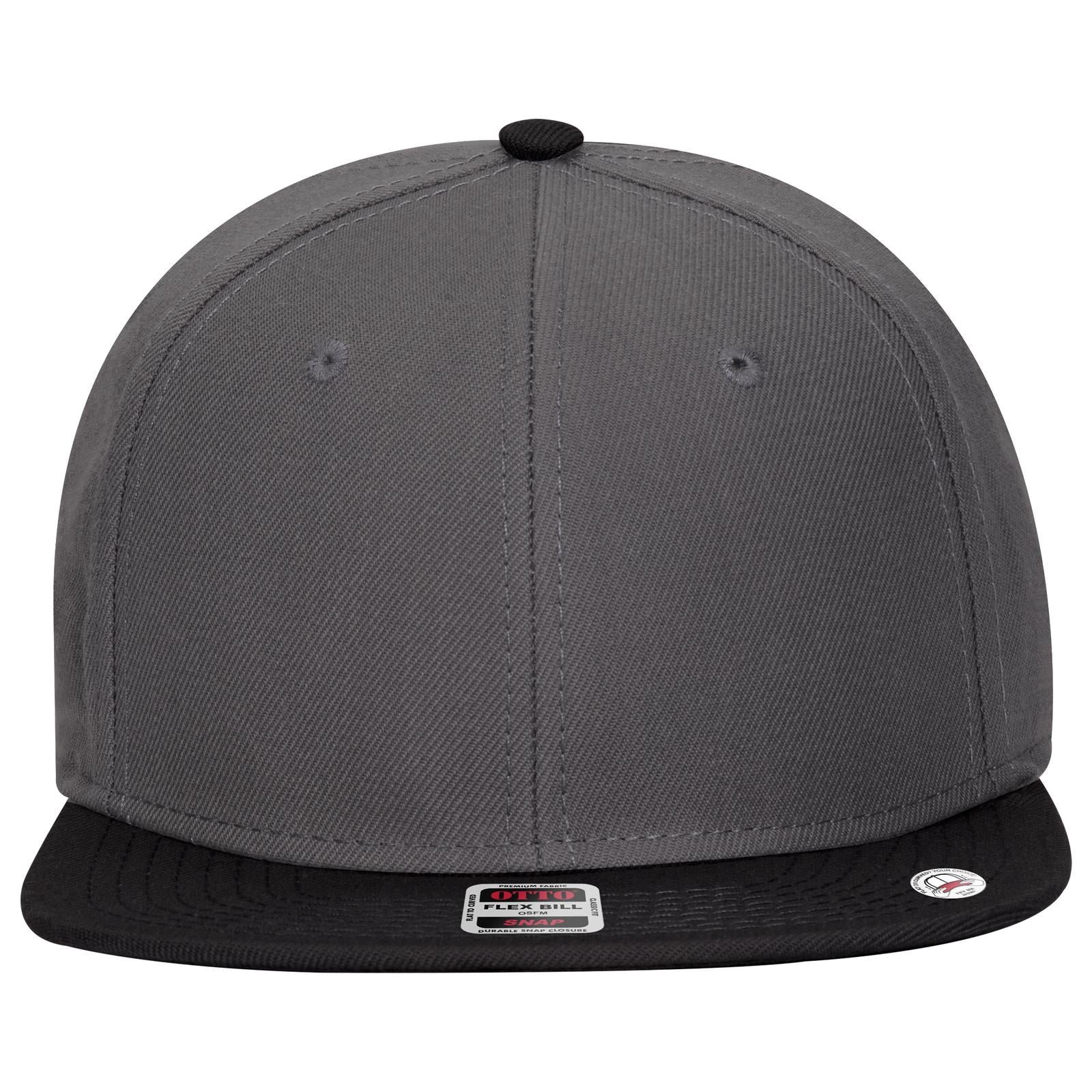 Front View of 032525 - Blk/Ch.Gry/Ch.Gry OTTO CAP "OTTO SNAP" 6 Panel Pro Style Snapback Hat