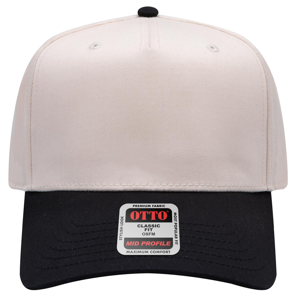 Front View of 0331 - Blk/Natl OTTO CAP 5 Panel Mid Profile Baseball Cap