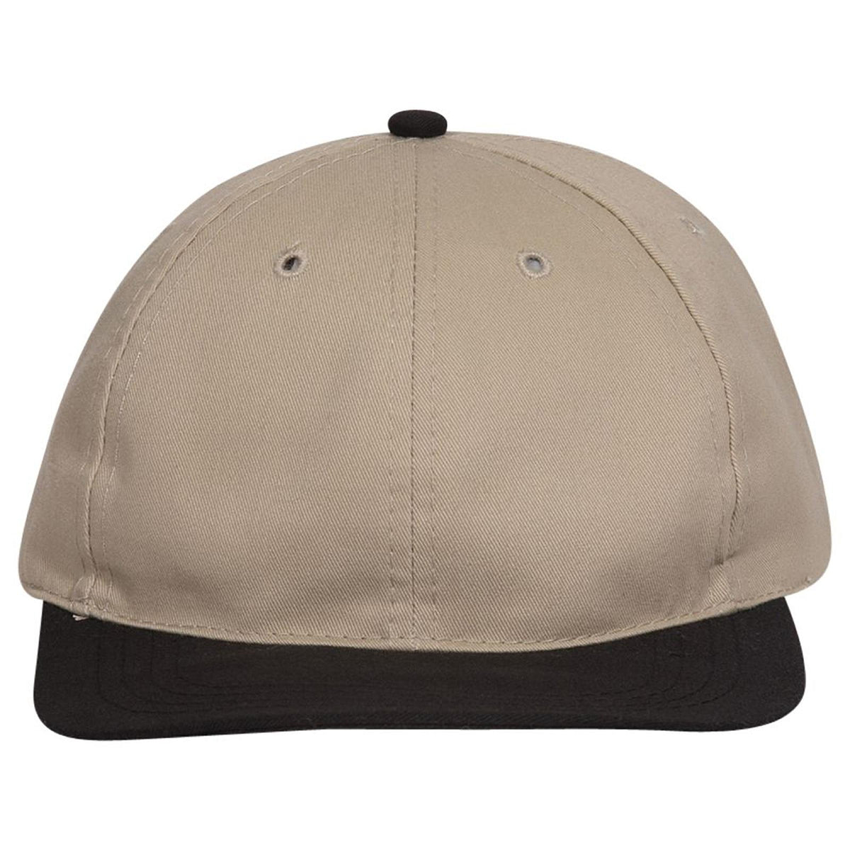 Front View of 0332 - Blk/Kha OTTO CAP 6 Panel Low Profile Baseball Cap