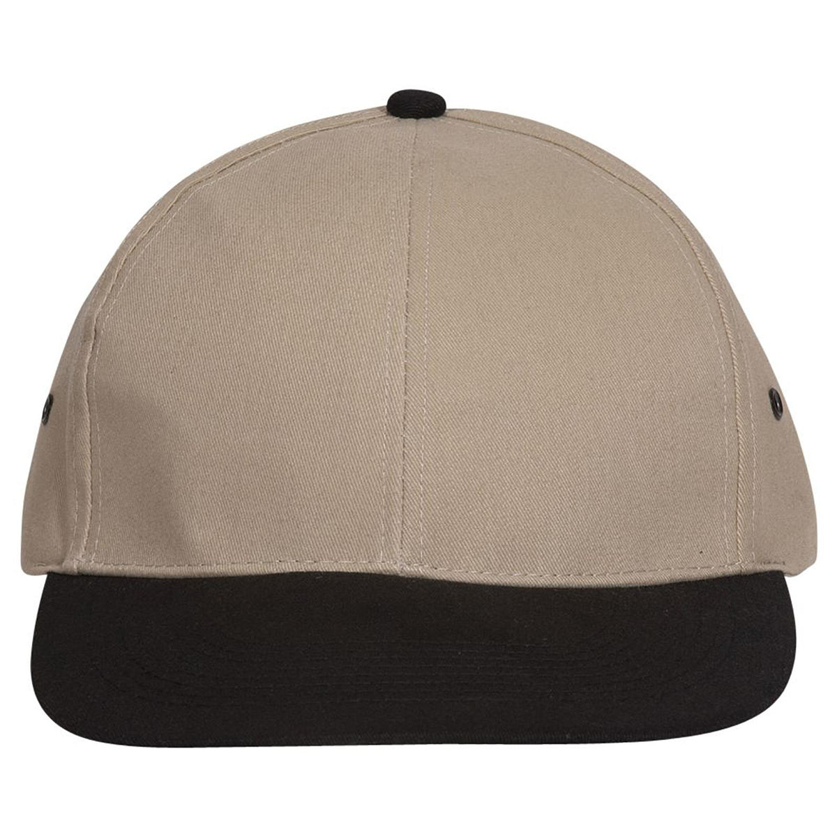 Front View of 0332 - Blk/Kha OTTO CAP 6 Panel Low Profile Baseball Cap