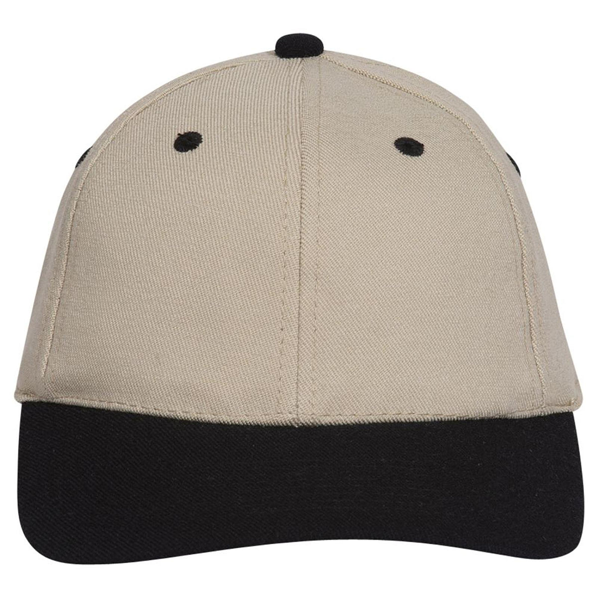 Front View of 0332 - Blk/Kha OTTO CAP "OTTO FLEX" Fitted 6 Panel Low Profile Baseball Cap