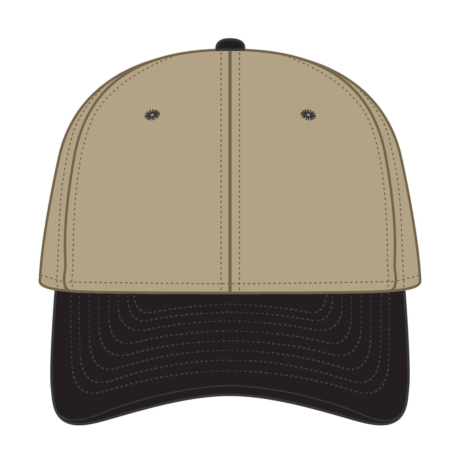 Front View of 0332 - Blk/Kha OTTO CAP "OTTO FLEX" Fitted 6 Panel Low Profile Baseball Cap