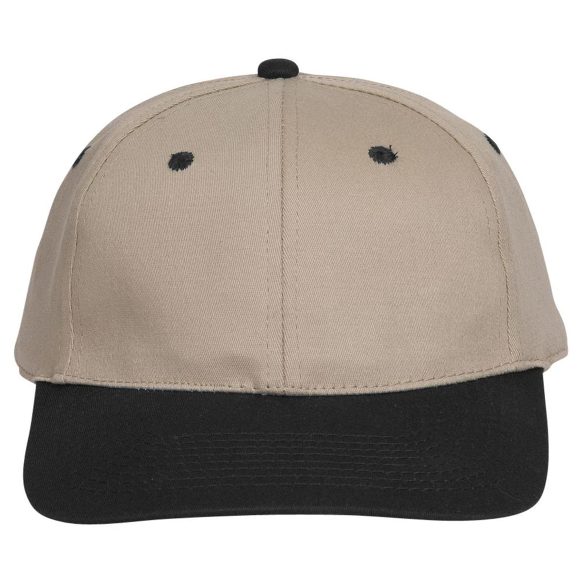 Front View of 0332 - Blk/Kha OTTO CAP "OTTO FLEX" Fitted 6 Panel Low Profile Baseball Cap