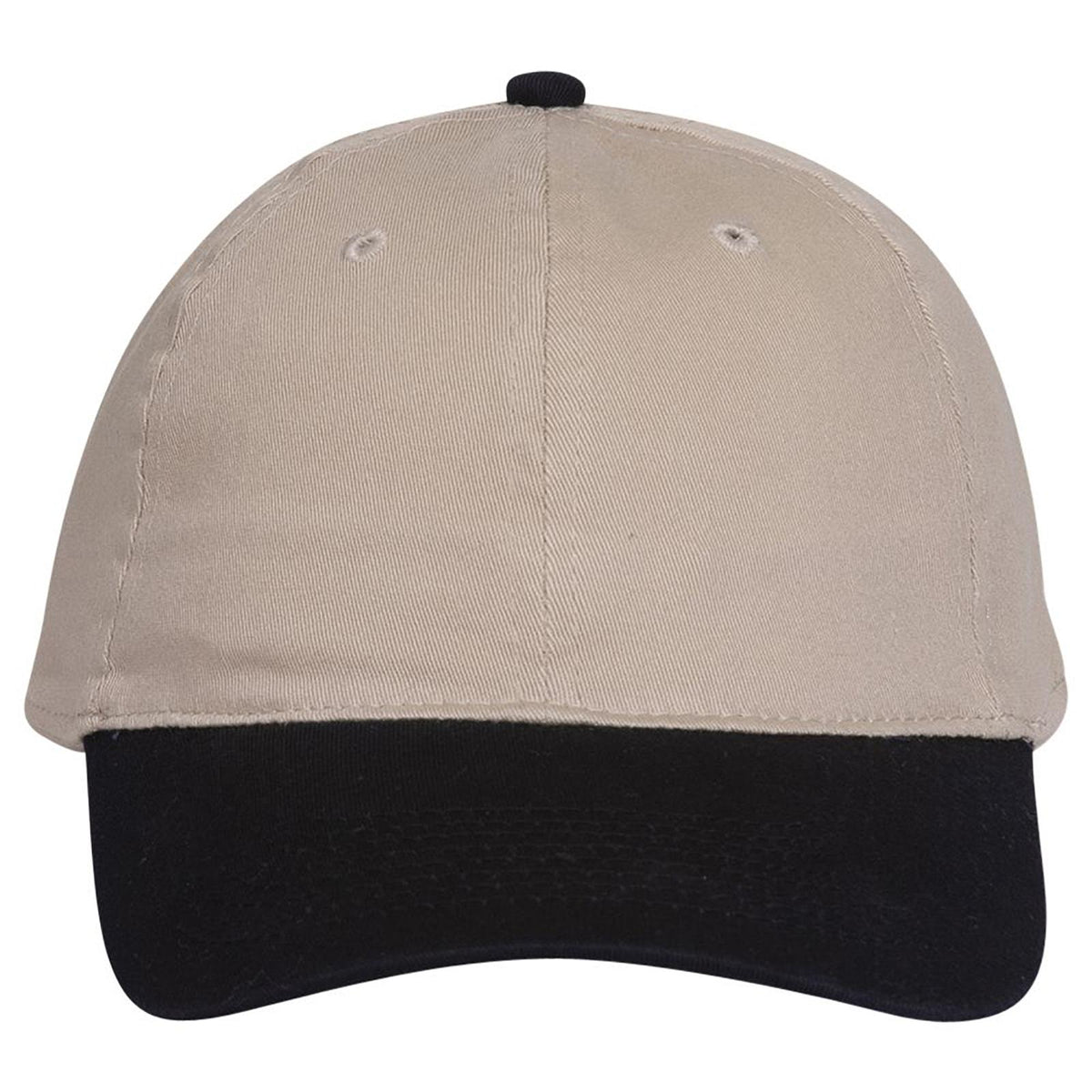 Front View of 0332 - Blk/Kha OTTO CAP "OTTO FLEX" Fitted 6 Panel Low Profile Dad Hat