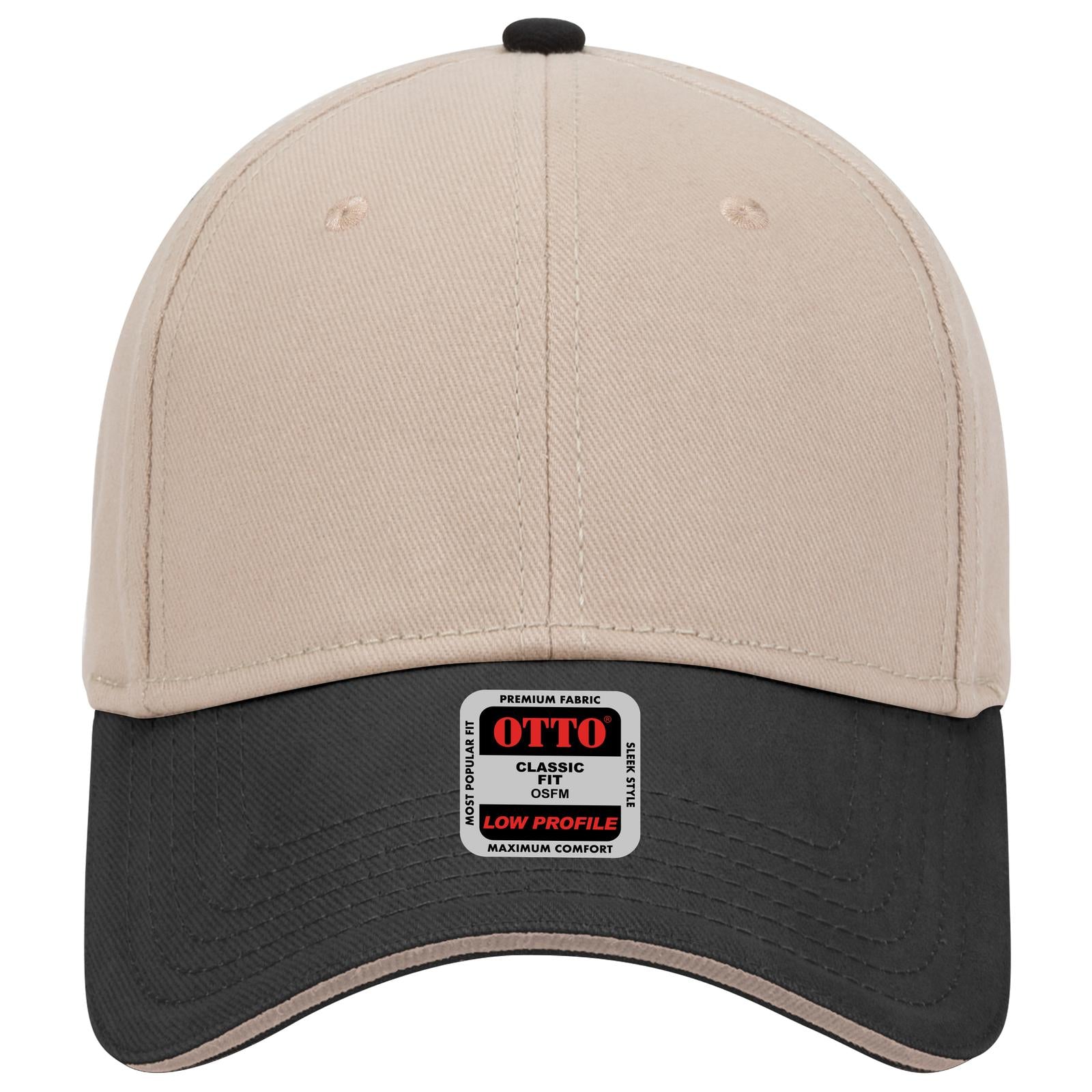 Right View of 033232 - Blk/Kha/Kha OTTO CAP 6 Panel Low Profile Baseball Cap