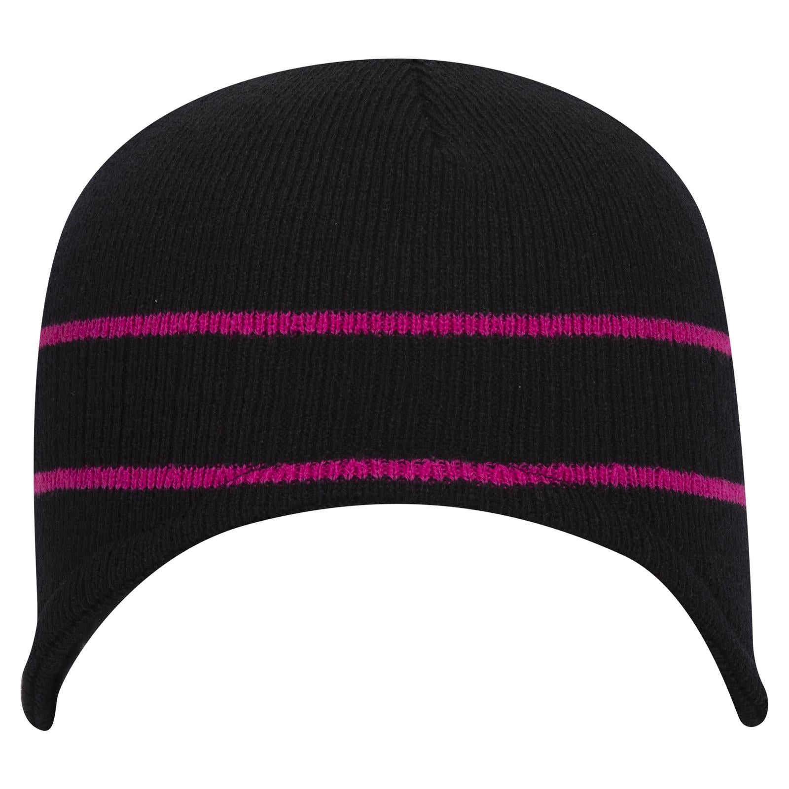 Front View of 0342 - Blk/H.Pnk OTTO CAP Beanie with Stripes