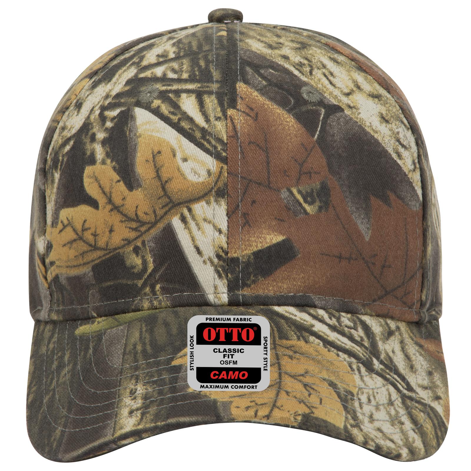 Front View of 035325 - Blk/Dk.Kha/Ch.Gry OTTO CAP Camouflage 6 Panel Low Profile Baseball Cap