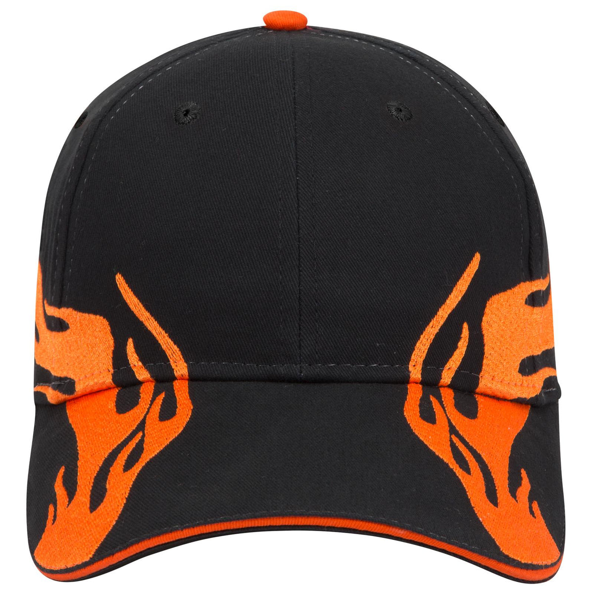 Front View of 036565D - Blk/B.Org/B.Org OTTO CAP 6 Panel Low Profile Baseball Cap