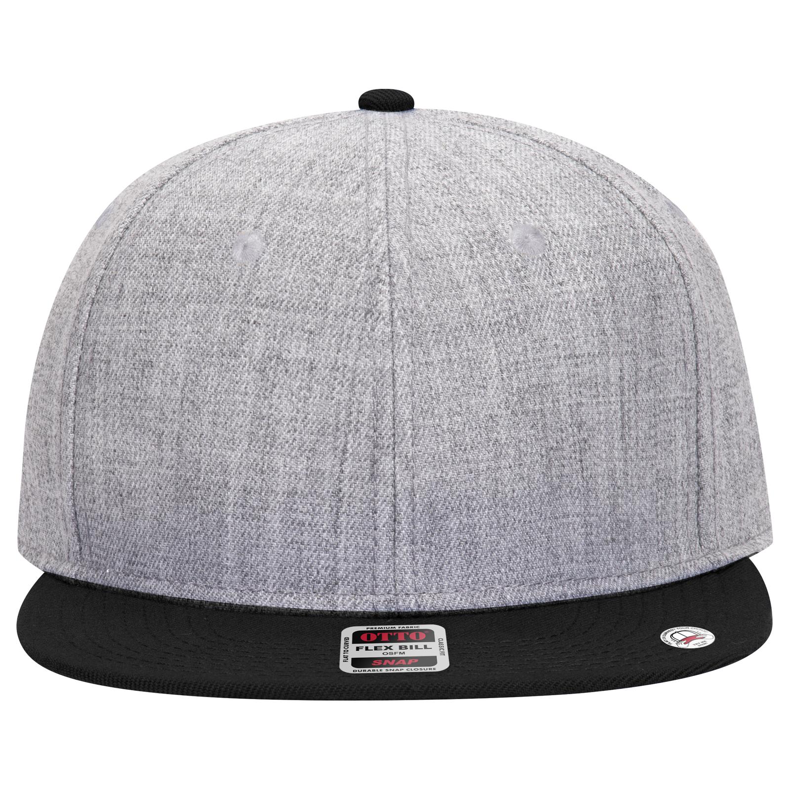Front View of 037474 - Blk/H.Gry/H.Gry OTTO CAP "OTTO SNAP" 6 Panel Pro Style Snapback Hat